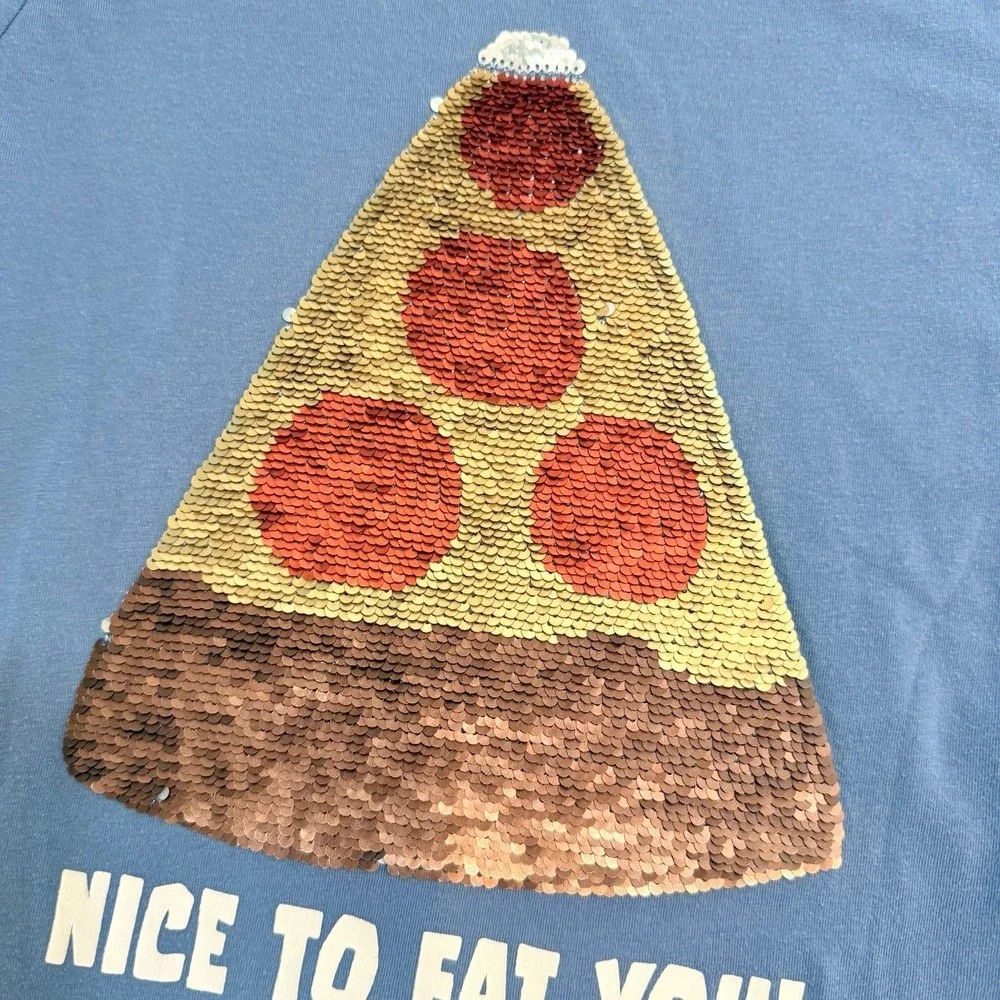 OshKosh‎ B'Gosh kids reversible sequin pizza shark shirt size 8